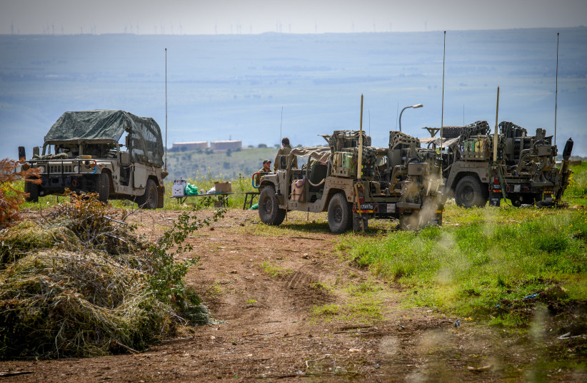 Israeli soldiers near the border with Lebanon, in northern Israel, April 7, 2023 (photo credit: AYAL MARGOLIN/FLASH90)