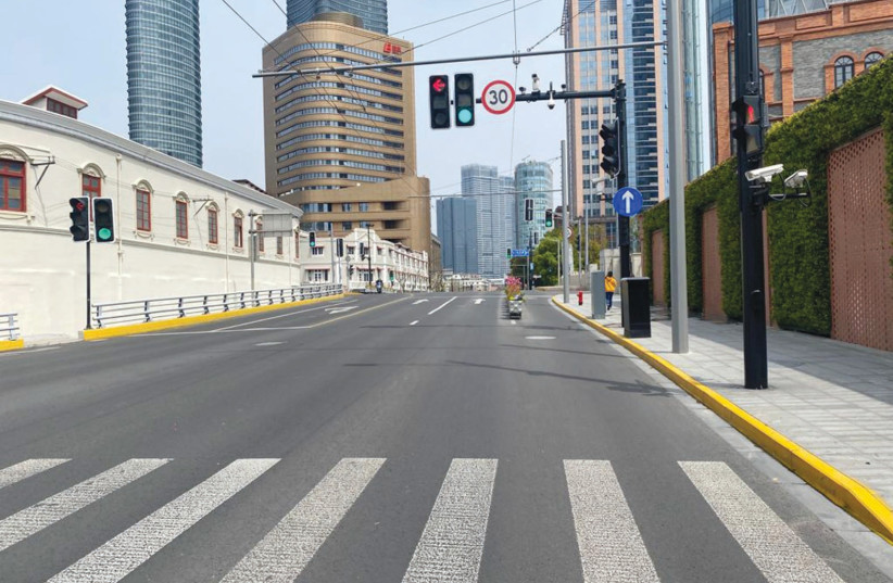  AN EMPTY Shanghai street on Passover 2022. (photo credit: Roy Grinfeld)