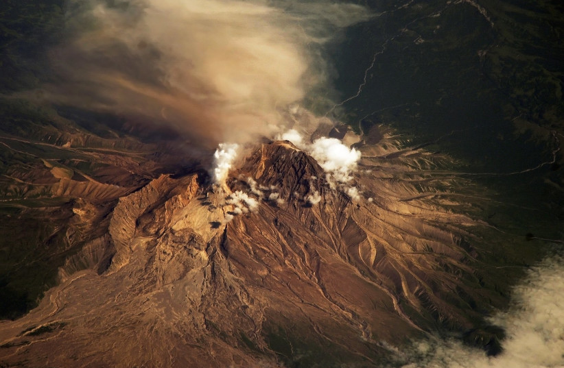 Photo of the Shiveluch volcano from the International Space Station. (photo credit: Wikimedia Commons)