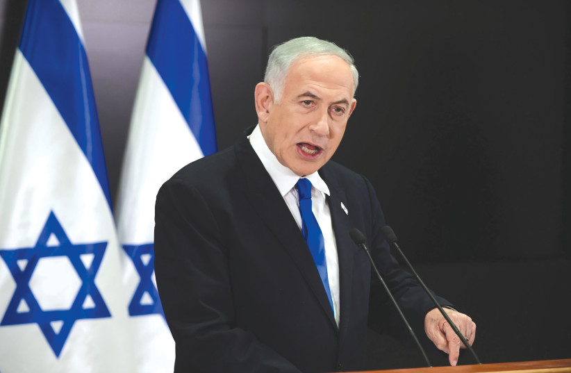  PRIME MINISTER Benjamin Netanyahu holds a news conference in Tel Aviv, last Monday (photo credit: TOMER NEUBERG/FLASH90)