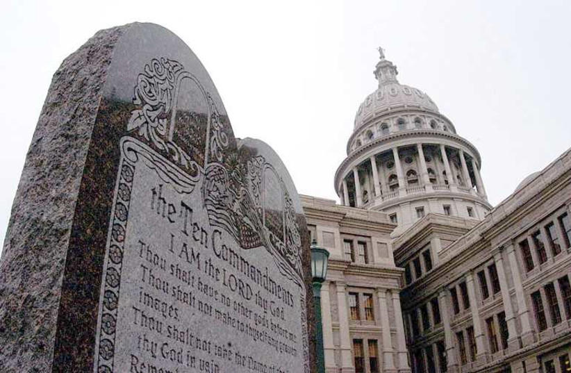  Ten Commandments display at the Texas State Capitol in Austin (photo credit: Office of the Attorney General of Texas/Wikimedia Commons)