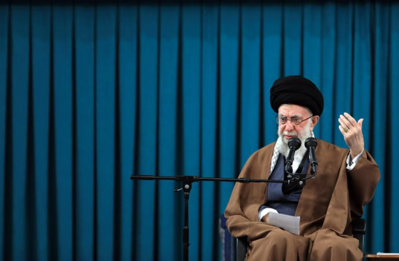  Iranian Supreme Leader Ali Khamenei speaks with students, April 2023 (photo credit: KHAMENEI.IR)