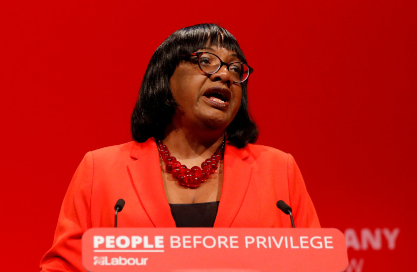  Labour party MP and Shadow Home Secretary Diane Abbott speaks during the Labour Party annual conference in Brighton, Britain September 22, 2019.  (photo credit: REUTERS/PETER NICHOLLS)