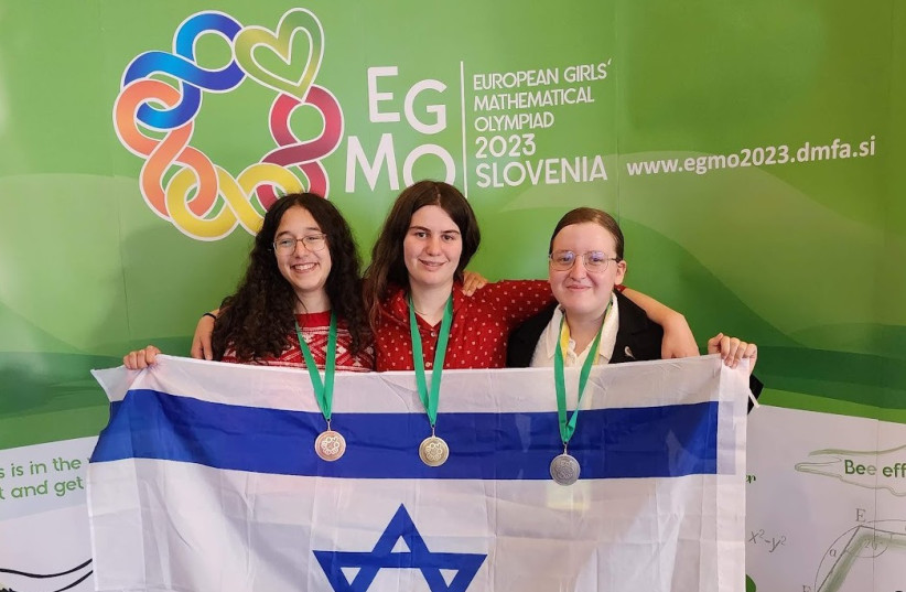  Israel's female winning team at their competition in Slovenia (photo credit: FUTURE SCIENTISTS CENTER AND MINISTRY OF EDUCATION)