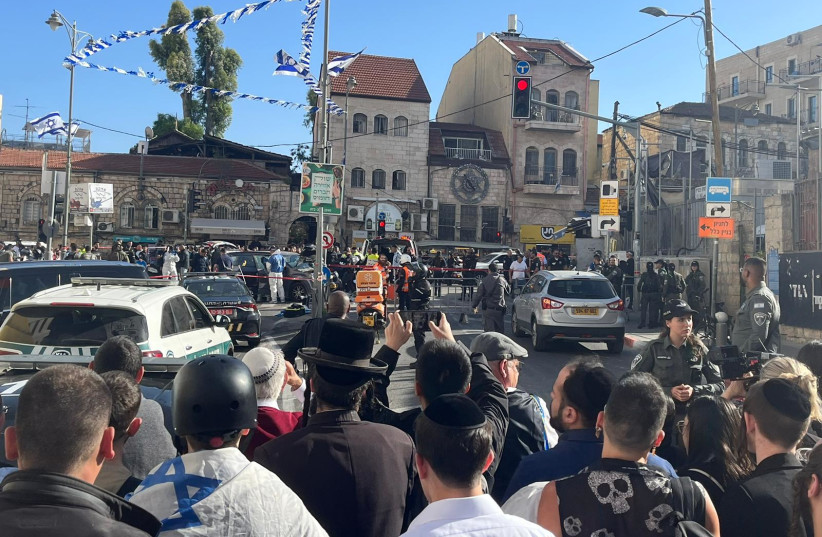 The aftermath of a ramming terror attack in central Jerusalem on April 24, 2023