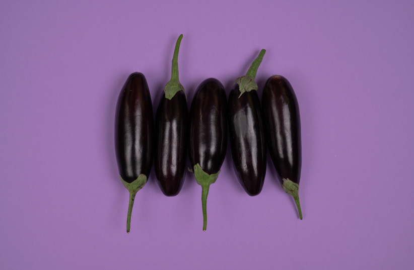  Five eggplants. These vegetables are found in many Israeli dishes (Illustrative). (credit: PEXELS)