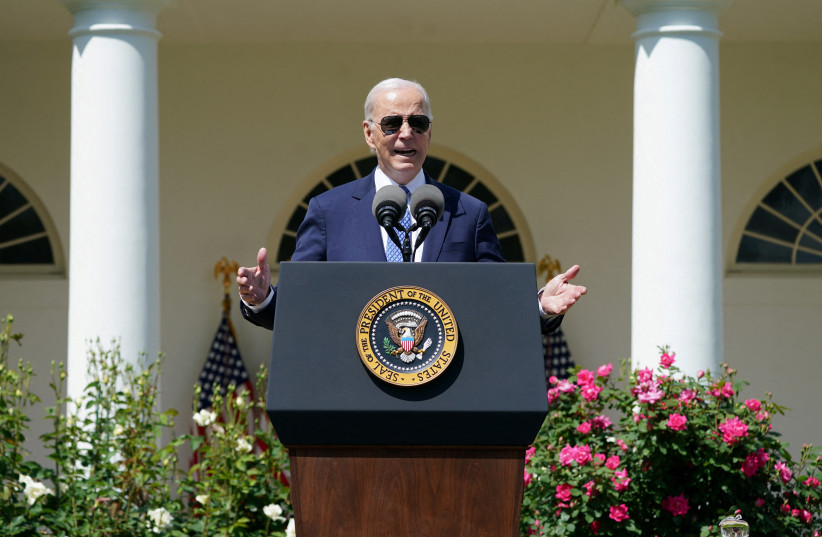  U.S. President Joe Biden hosts the 2023 Teacher of the Year event at the White House in Washington, US, April 24, 2023.  (photo credit: REUTERS/KEVIN LAMARQUE/FILE PHOTO)