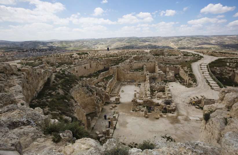 A general view shows a section of Herodium, where Herod's fortress palace once stood, south of the West Bank city of Bethlehem March 31, 2015. Israeli archaeologists have recently uncovered a grand arched walkway built by Herod the Great at his palace of Herodium that sheds more light on the formida (credit: AMIR COHEN/REUTERS)