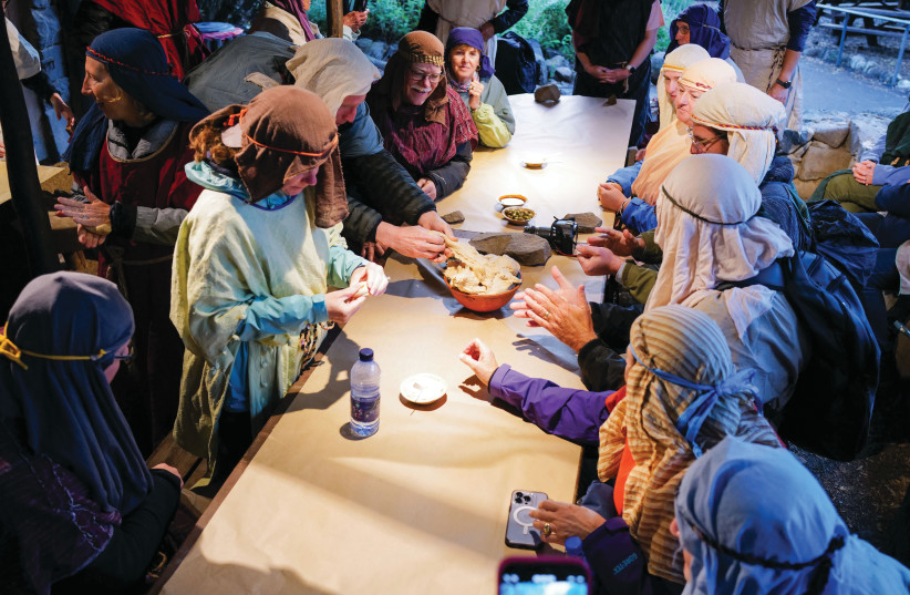  RECUPERATED FAITH-BASED tourism: American Christian pilgrims take part in a festive biblical feast in Katzrin Park, Golan Heights, March 15. (credit: FLASH90)