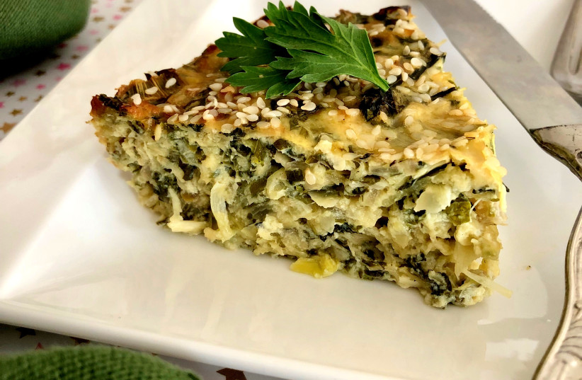 Beet and leek quiche
