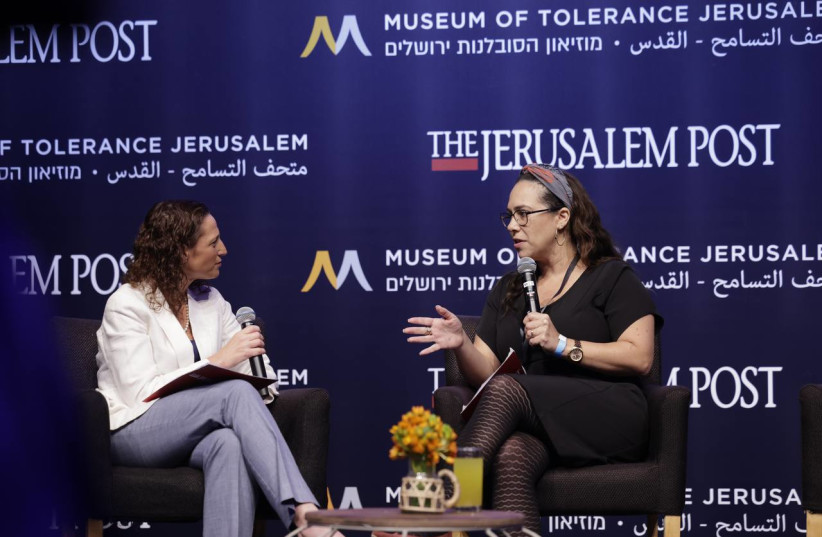  Yael Eckstein, president and CEO of the International Fellowship of Christians and Jews at the Celebrate the Faces of Israel conference at the Museum of Tolerance Jerusalem, April 27, 2023. (credit: MARC ISRAEL SELLEM/THE JERUSALEM POST)