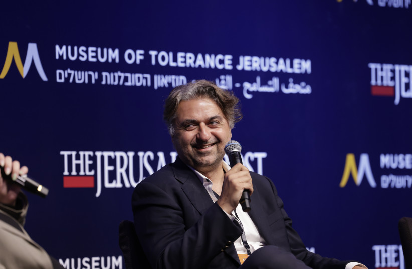  Hooman Khalili speaks at the Jerusalem Post's ''Celebrate the Faces of Israel'' conference at the Museum of Tolerance Jerusalem, April 27, 2023.  (photo credit: MARC ISRAEL SELLEM/THE JERUSALEM POST)
