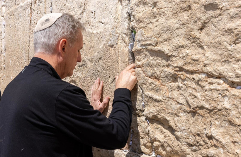   Republican House Speaker Kevin McCarthy visits the Western Wall on a trip to Israel, April 30, 2023. (photo credit: Caleb Smith/Office of the Speaker)