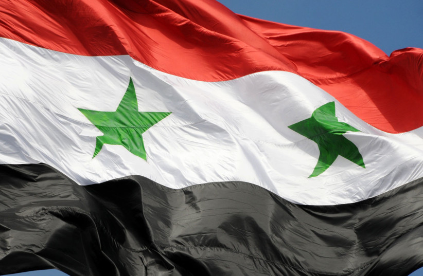  The flag of Syrian Arab Republic Damascus (photo credit: Wikimedia Commons)