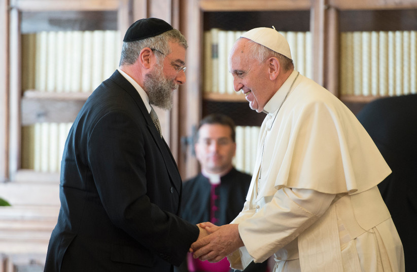  MEETING WITH Pope Francis. (credit: Eli Itkin/Conference of European Rabbis)