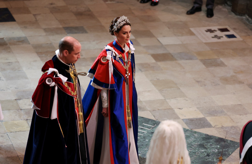  Britain's Prince William and Catherine, Princess of Wales attend Britain's King Charles and Queen Camilla's coronation ceremony at Westminster Abbey, in London, Britain May 6, 2023. (credit: REUTERS/PHIL NOBLE/POOL)