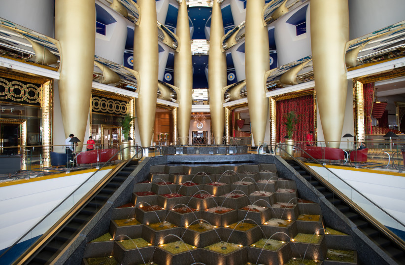  THE LOBBY of The Burj Al Arab, which some call the world’s only seven-star hotel.  (photo credit: Courtesy Silver Media FAM)