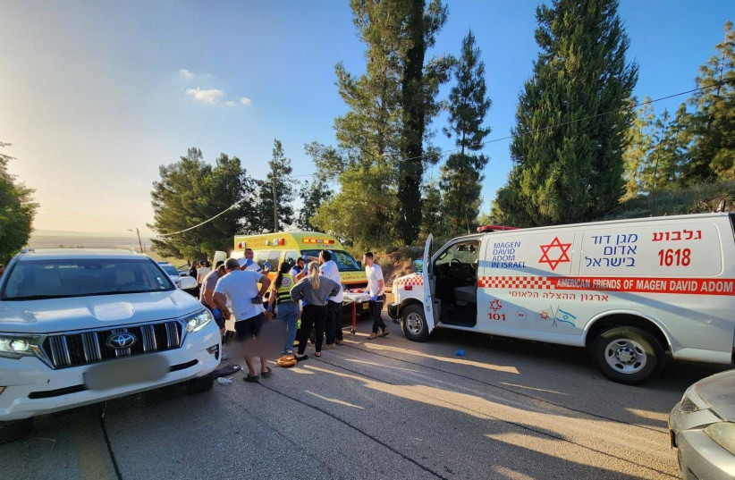  Aftermath of a shooting incident near Gan Ner, May 6, 2023. (photo credit: MAGEN DAVID ADOM OPERATIONAL DOCUMENTATION)