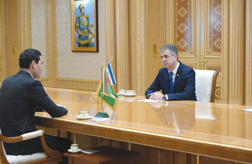  FOREIGN MINISTER Eli Cohen meets with Turkmenistan President Serdar Berdimuhamedow in Ashgabat, last month.  (photo credit: SHLOMI AMSALEM/MFA)