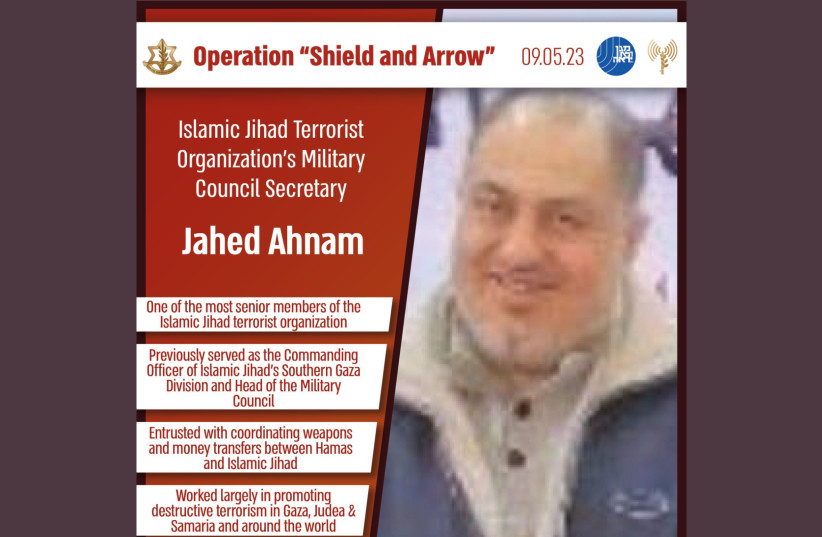 Jihed Ghanem,  secretary of the Palestinian Islamic Jihad's military council. (credit: IDF SPOKESPERSON'S UNIT)