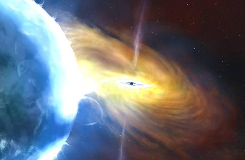  Artist impression of a black hole accretion. (photo credit: John A. Paice)