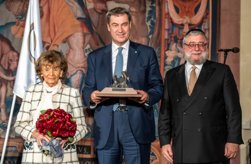 The president of the Jewish community in Munich and Upper Bavaria Dr. Charlotte Knobloch, Dr Markus Söder and Rabbi Pinchas Goldschmidt. (photo credit: Marc Müller/CER)