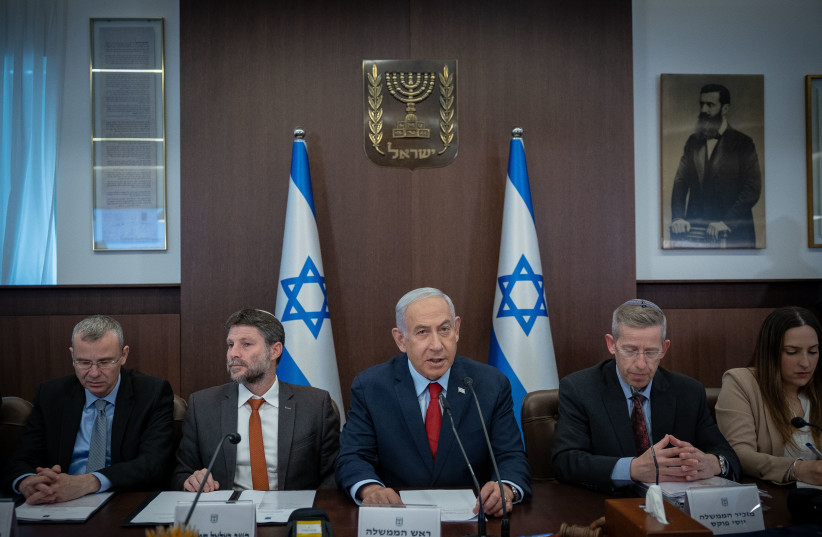  Prime Minister Benjamin Netanyahu at a weekly cabinet meeting, May 14, 2023. (credit: YONATAN SINDEL/FLASH90)