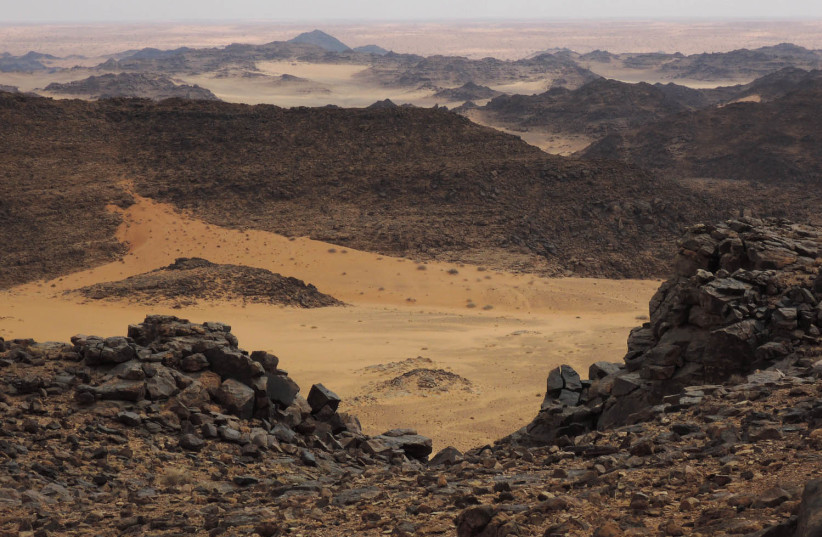  Landscape of Saudi Arabia where the engravings have been found. (photo credit: Olivier Barge, CNRS. CC-BY 4.0)