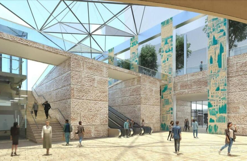  A sketch of the new train station planned for the center of Jerusalem. (photo credit: Peleg Architects)