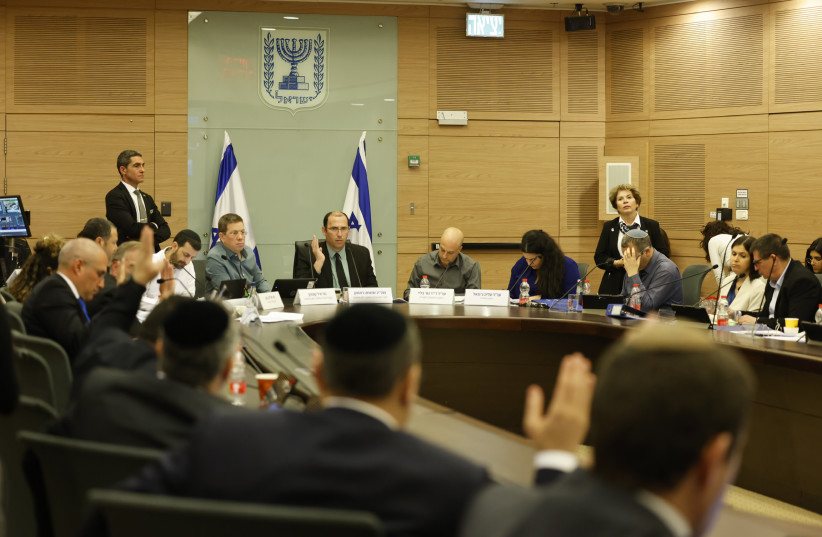  MK Simcha Rothman chairs a heated discussion in the Knesset Constitution, Law and Justice Committee on the appointment of judges on March 26. (credit: MARC ISRAEL SELLEM)