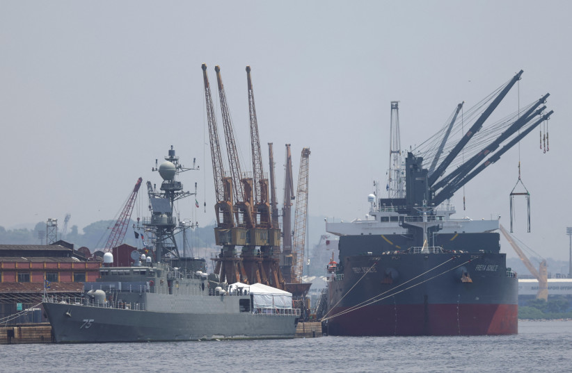  Iranian military ship Iris Dena is pictured berthed in Rio de Janeiro's port, Brazil, February 28, 2023. (photo credit: REUTERS/RICARDO MORAES)