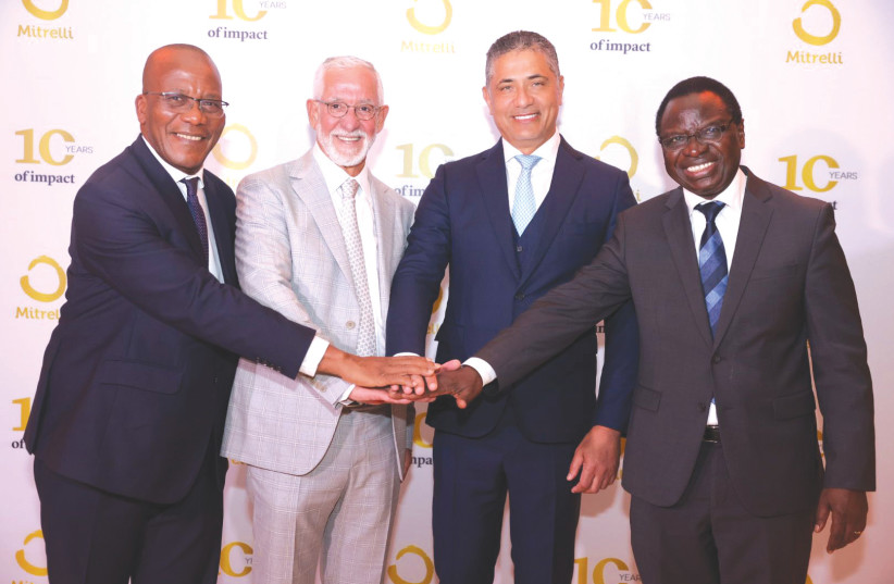 Dr. Vaflahi Meite, D-G of economic diplomacy, Republic of Côte d’Ivoire; Haim Taib, founder/president of Mitrelli Group and Menomadin Foundation; João Baptista Borges, minister of water/energy of Angola; Dr. Serigne Gueye Diop, minister, and adviser to Senegal President for agriculture/industry (photo credit: MICHA BRIKMAN)