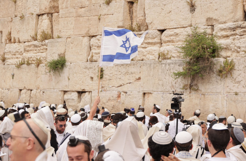  Thousands gather at Western Wall for festive Jerusalem Day prayers. May 19, 2023 (credit: WESTERN WALL HERITAGE FOUNDATION)