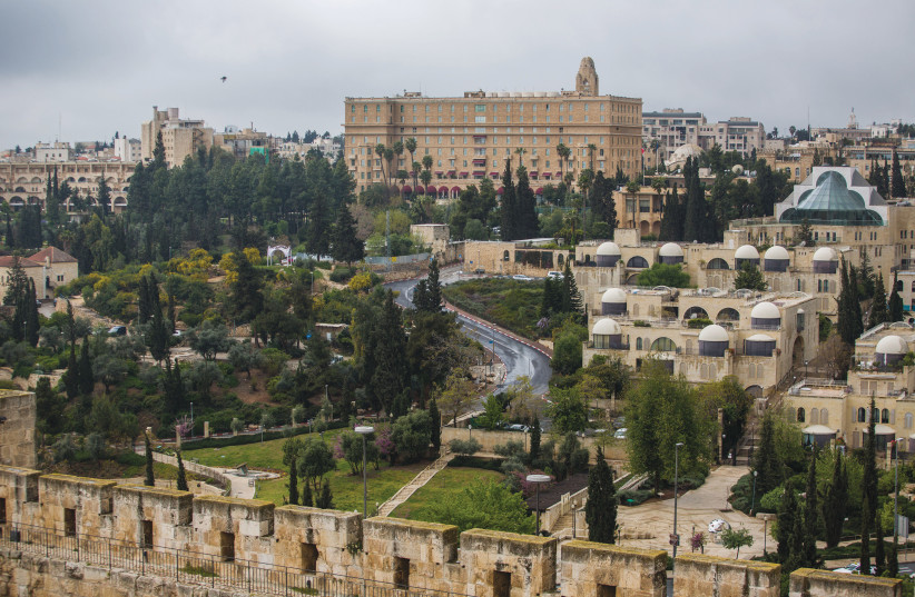  A VIEW of King David Hotel, as seen from the Old City walls, in Jerusalem.  (photo credit: CORINNA KERN/FLASH90)