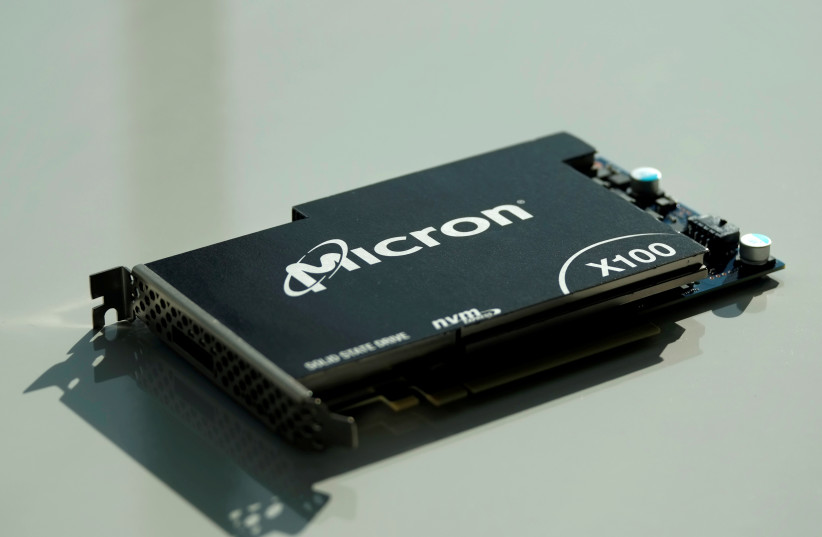  Micron Technology's solid-state drive for data center customers is presented at a product launch event in San Francisco, U.S., October 24, 2019. (credit: REUTERS)