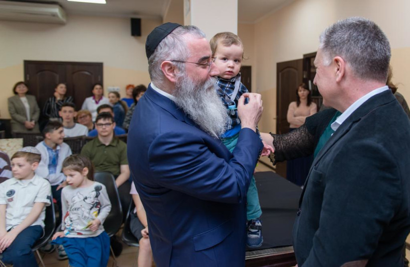 Rabbi Wolff in Odessa with U.S. diplomats (photo credit: Mishpacha Orphanage Odessa)