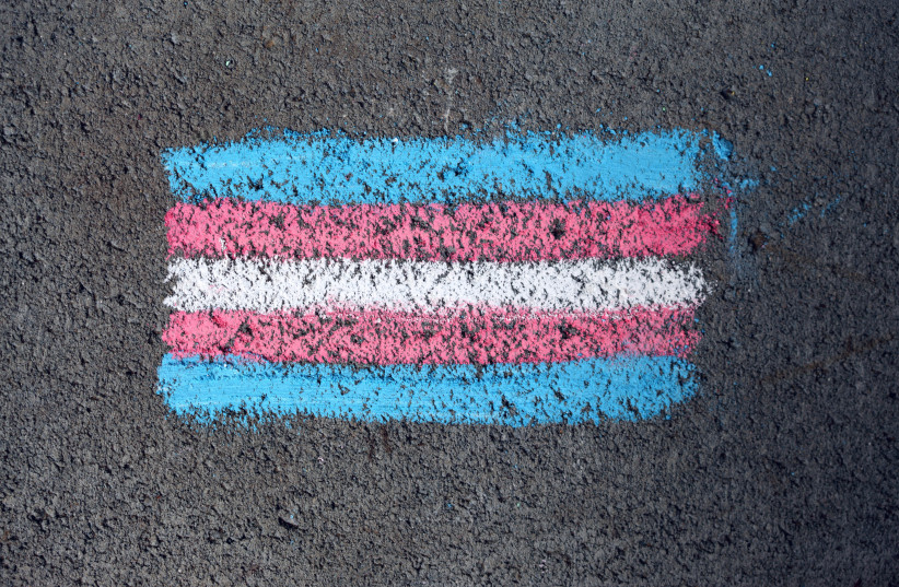  The trans flag drawn with chalk on a sidewalk (credit: PEXELS)