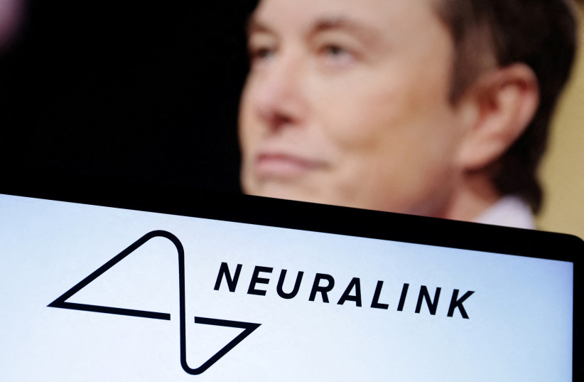 Neuralink logo and Elon Musk photo are seen in this illustration taken, December 19, 2022. (photo credit: REUTERS/DADO RUVIC/ILLUSTRATION/FILE PHOTO)