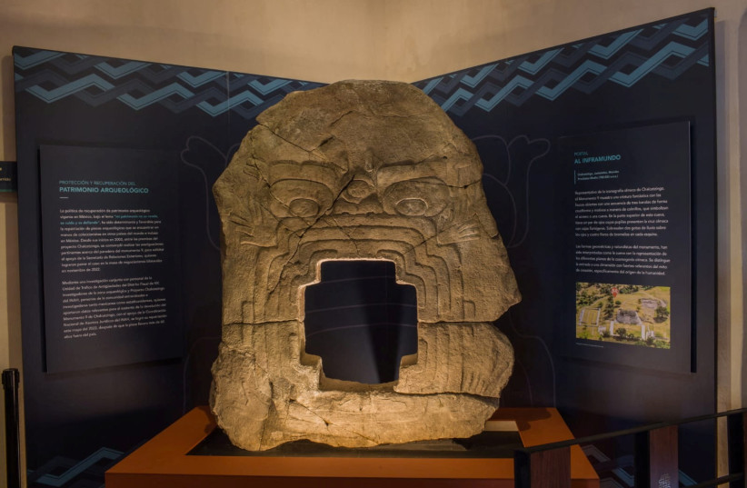 A view shows the Olmec bas-relief Monument 9 of Chalcatzingo after it was repatriated from the city of Denver, Colorado, U.S., at the "Museo Regional de los Pueblos de Morelos" museum, in Cuernavaca, Mexico, May 25, 2023, in this photo released and distributed by Mexico's National Institute of Anthr (photo credit:  Mexico's National Institute of Anthropology and History/Handout via REUTERS)