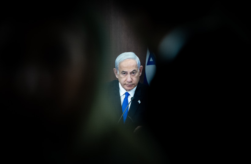  Israeli Prime Minister Benjamin Netanyahu leads a government conference at the Prime Minister's office in Jerusalem on May 28, 2023. (credit: YONATAN SINDEL/FLASH90)