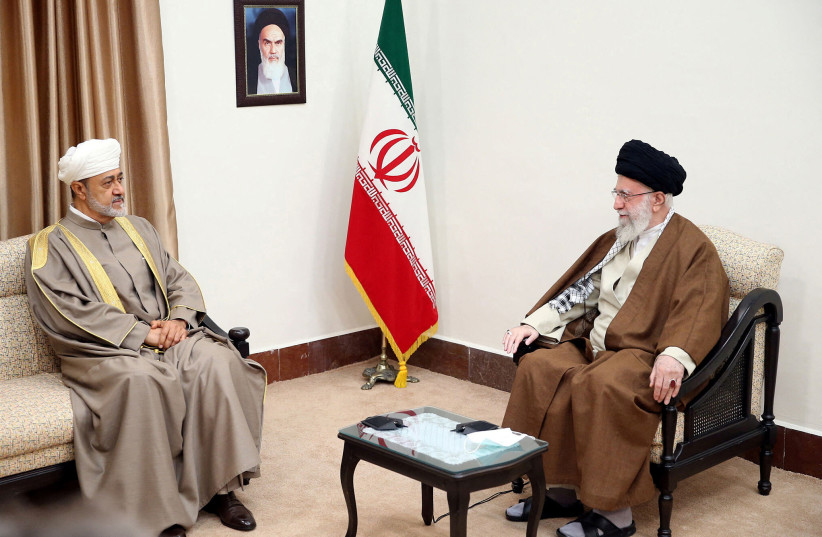  Iran's Supreme Leader Ayatollah Ali Khamenei meets with Oman's Sultan Haitham bin Tariq in Tehran, Iran May 29, 2023. (credit: Office of the Iranian Supreme Leader/WANA/Handout via Reuters)