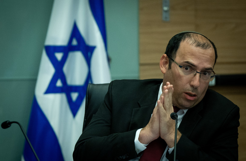  MK Simcha Rotman, Head of the Constitution, Law and Justice Committee seen during a committee meeting at the Knesset, the Israeli Parliament in Jerusalem on May 29, 2023.  (credit: YONATAN SINDEL/FLASH90)
