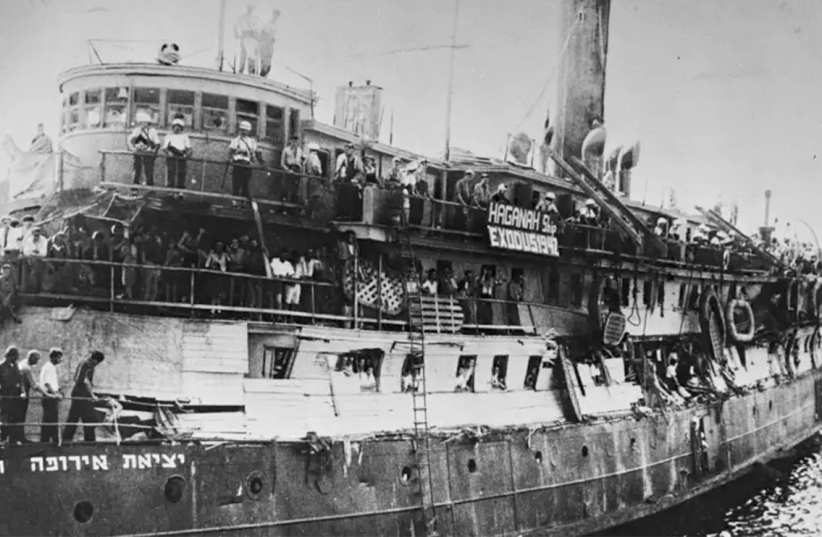 The ‘Exodus,’ which was forced into the port of Haifa and taken over by the British. (credit: WIKIPEDIA)
