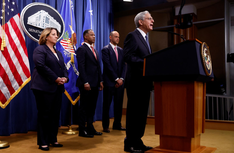 US Attorney General Merrick Garland announces his appointment of Jack Smith as a special counsel for the investigations into the actions of former President Donald Trump, in the briefing room of the US Justice Department in Washington, US, November 18, 2022. (credit: REUTERS/EVELYN HOCKSTEIN)