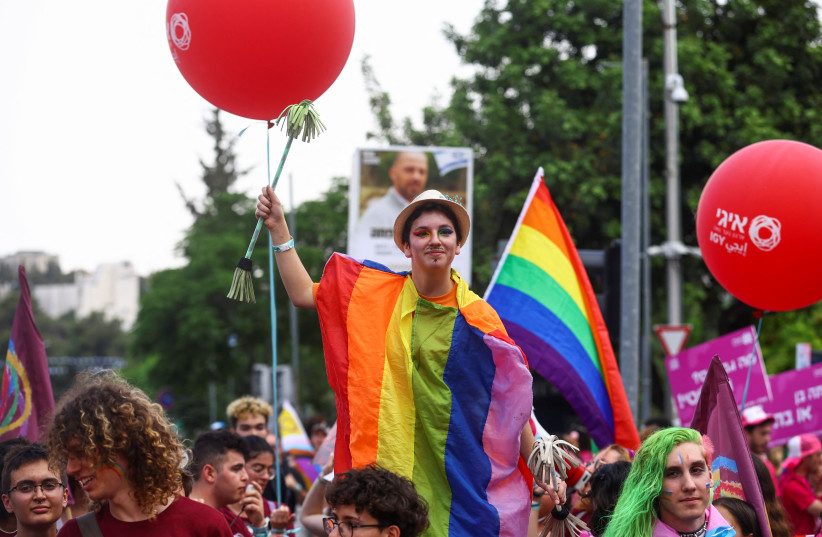  People take part in an annual Pride parade in Jerusalem, June 1, 2023 (credit: REUTERS/Ronen Zvulun)