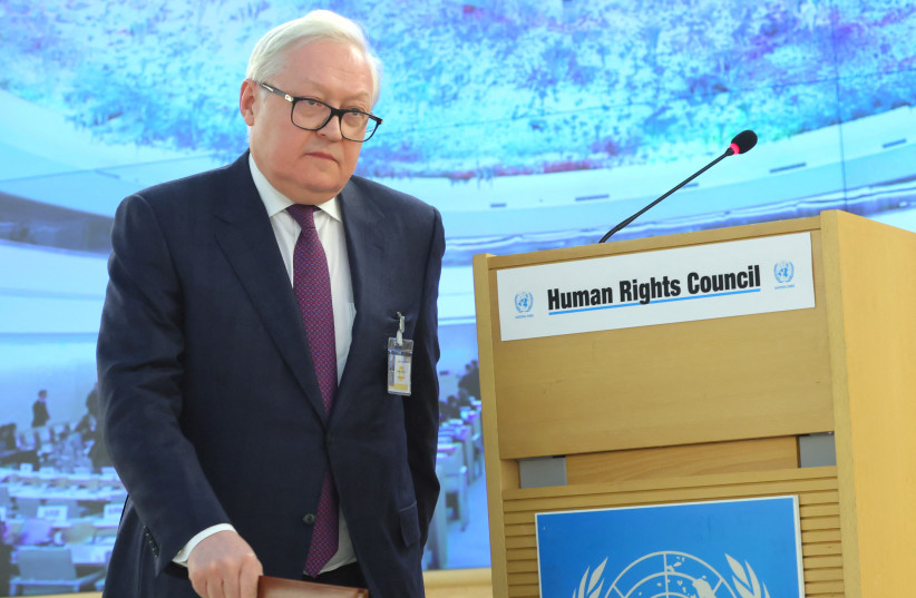  Russian Deputy Foreign Minister Sergei Ryabkov attends the Human Rights Council at the United Nations in Geneva, Switzerland March 2, 2023. (credit: REUTERS/DENIS BALIBOUSE)