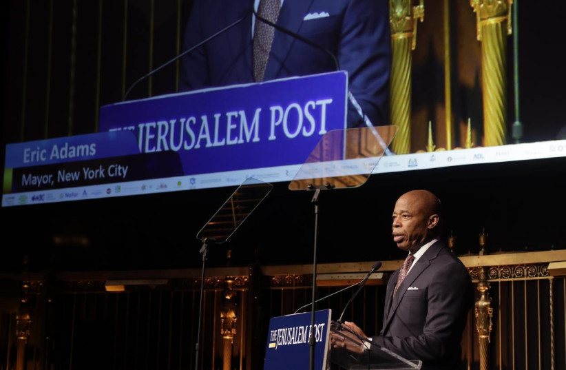 New York City Mayor Eric Adams at the Jerusalem Post 2023 Annual Conference in New York, June 5, 2023 (credit: MARC ISRAEL SELLEM/THE JERUSALEM POST)