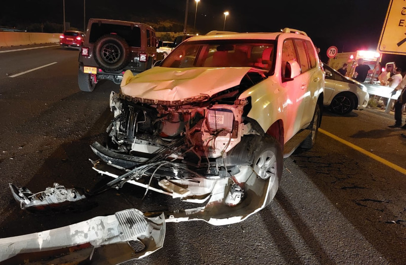  One killed, several injured in three-way crash on Israel's Highway 1 June 10, 2023. (credit: JERUSALEM DISTRICT MILITARY OPERATIONS)