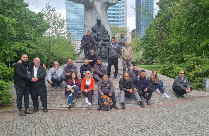  Participants of the group at the monument for the Warsaw Ghetto fighters. (credit: Ismail Hajj Yehye)