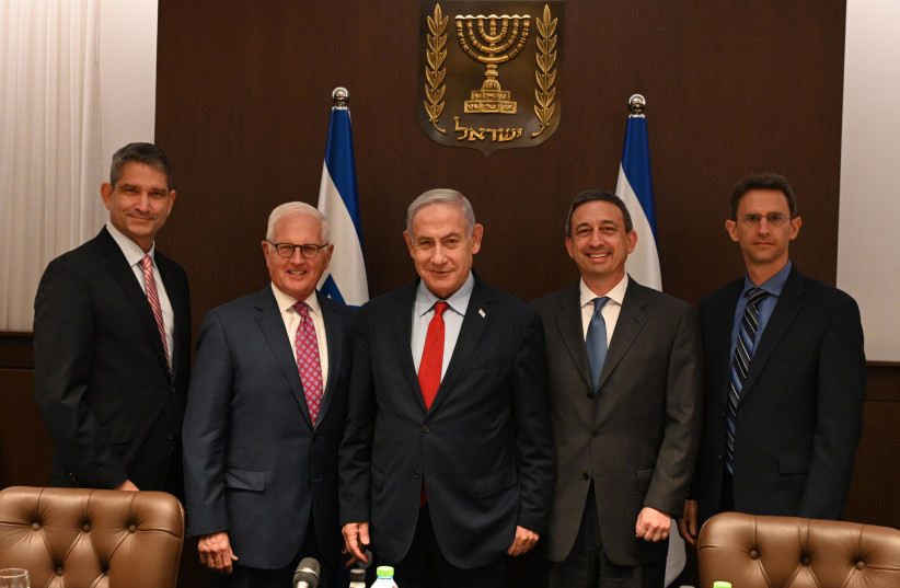  Prime Minister Benjamin Netanyahu is seen with AIPAC leaders in the Knesset, in the Israeli capital of Jerusalem, on June 13, 2023 (credit: HAIM ZACH/GPO)